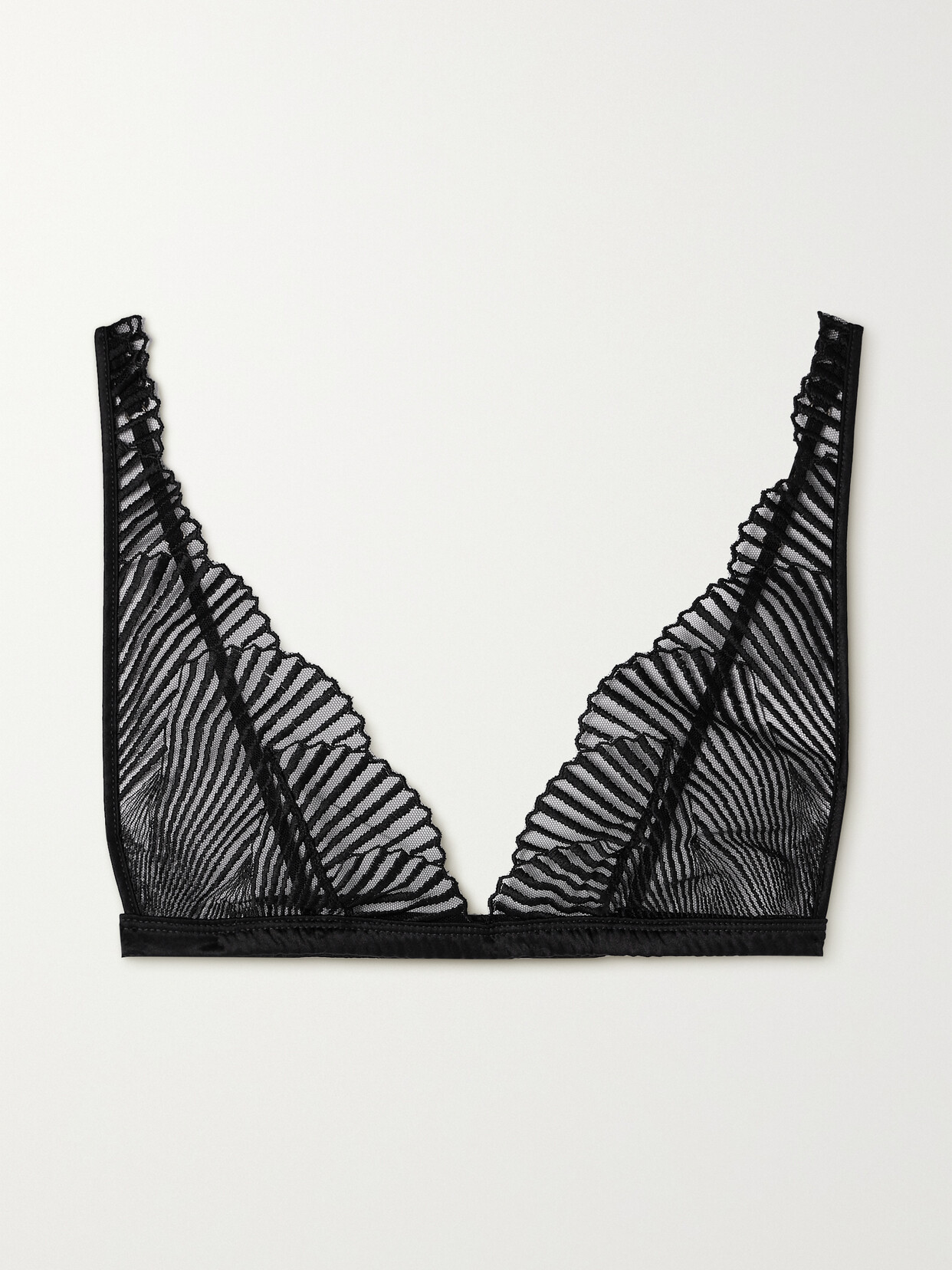 Coco de Mer Athena Satin-trimmed Embroidered Tulle Soft-cup Triangle Bra - Black