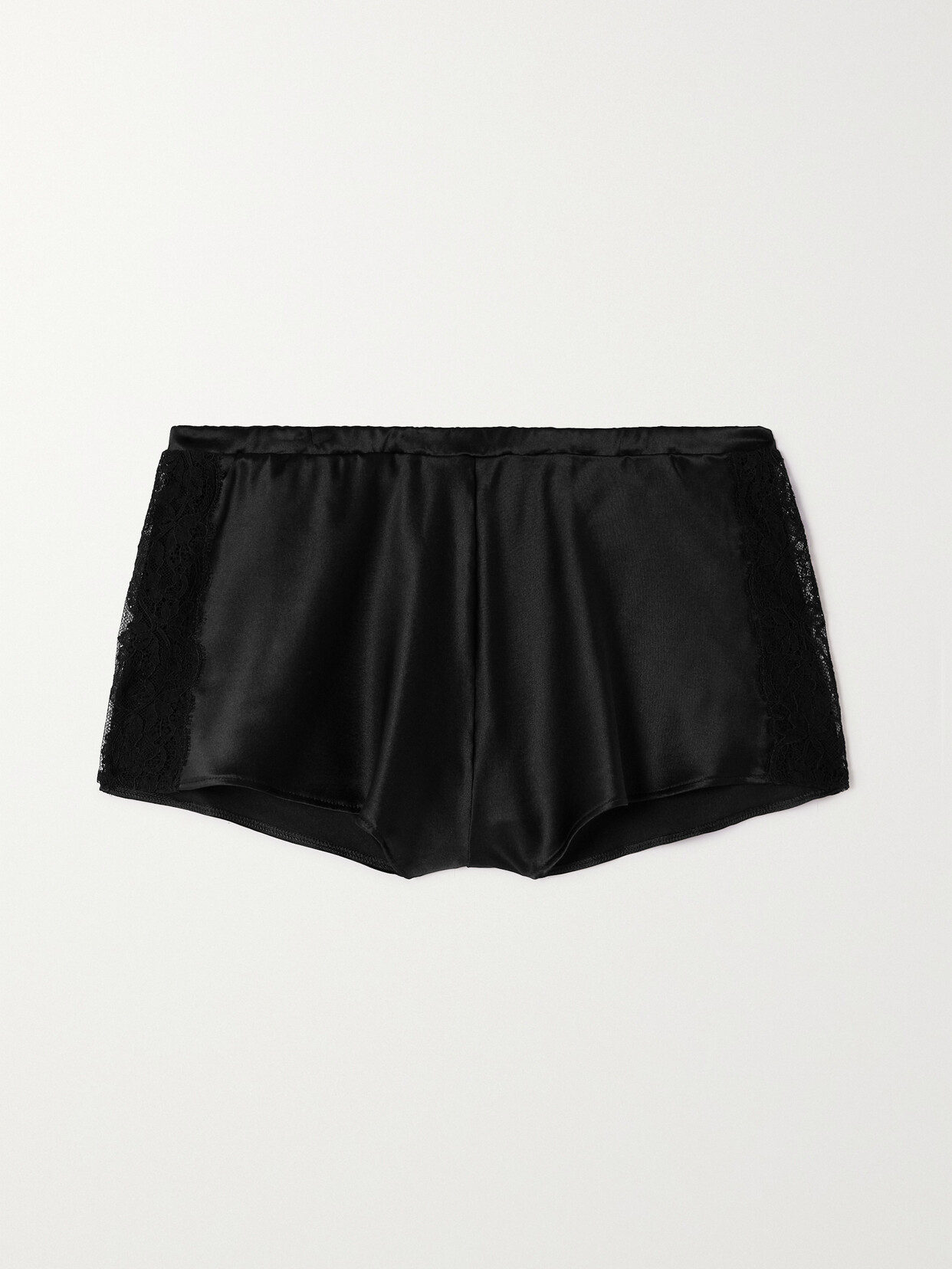 Coco de Mer Seraphine Lace-trimmed Silk-blend Satin Pajama Shorts - Black