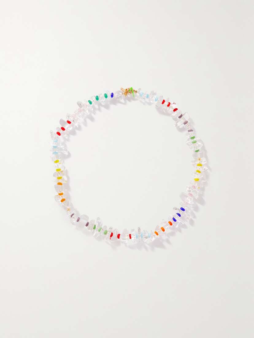 Martha Calvo Melody Gold-tone, Quartz And Bead Necklace