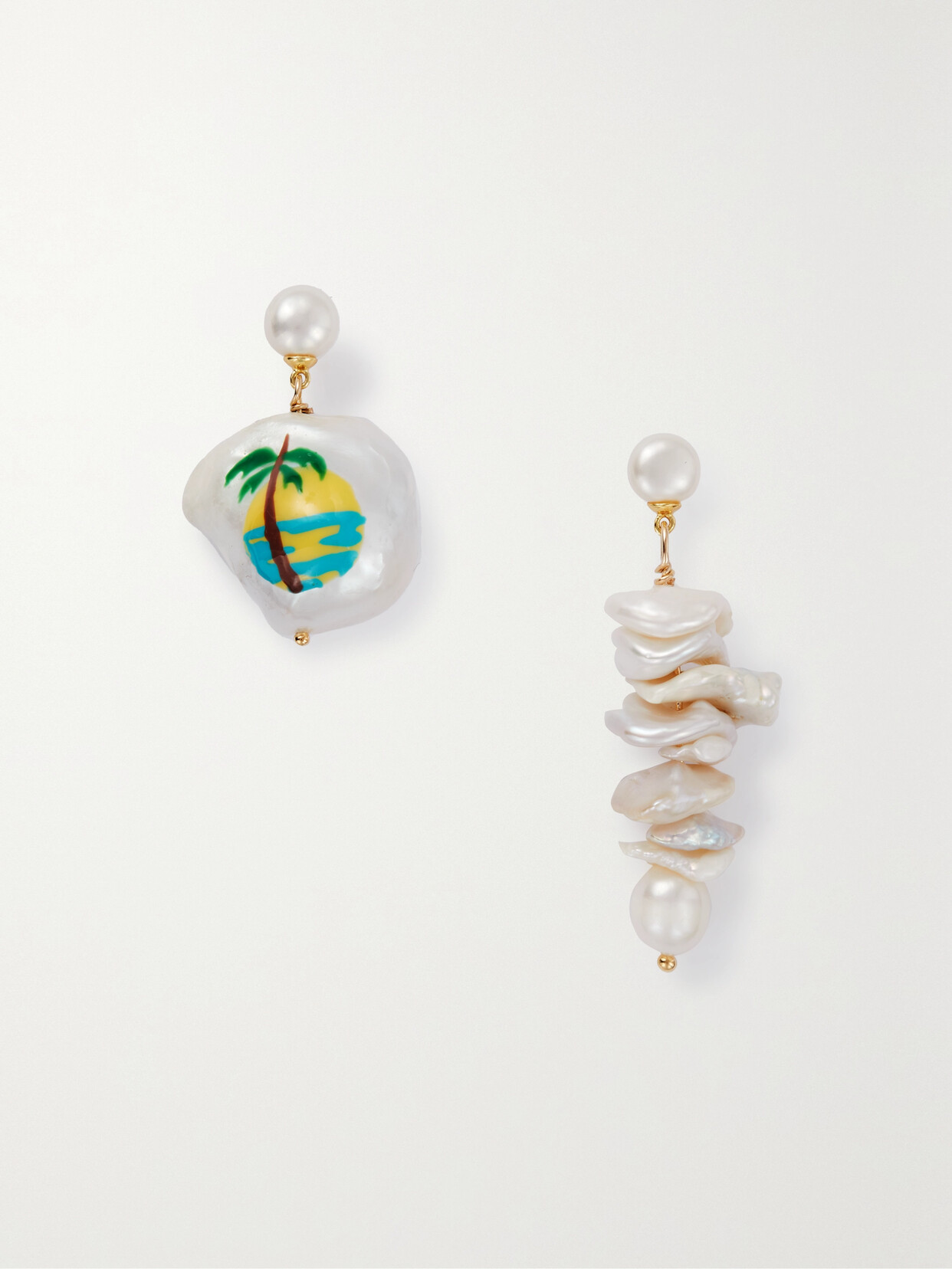 Martha Calvo - Verano Gold-plated Pearl Earrings - White