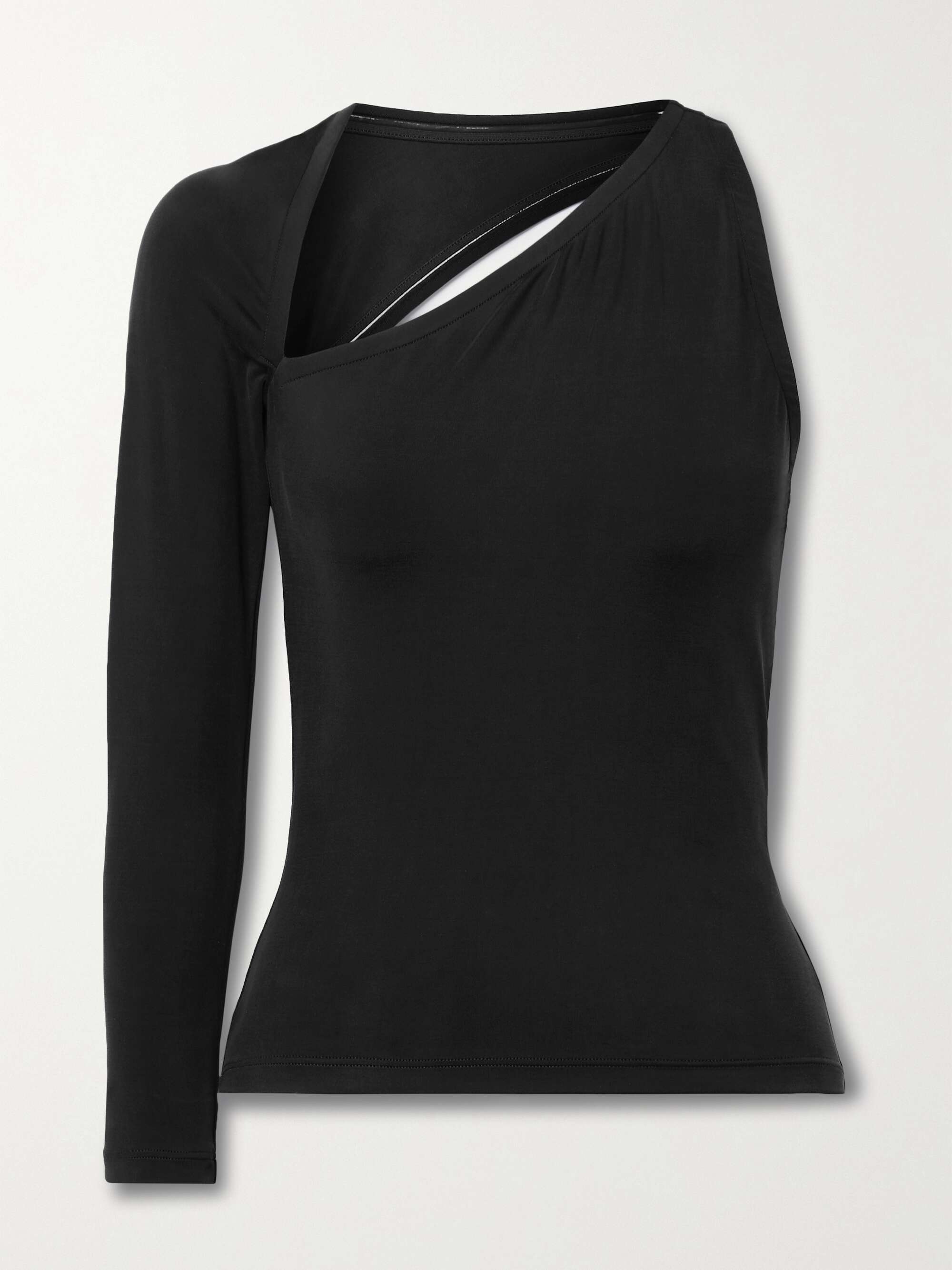 BALENCIAGA One-sleeve cutout stretch-jersey top | NET-A-PORTER