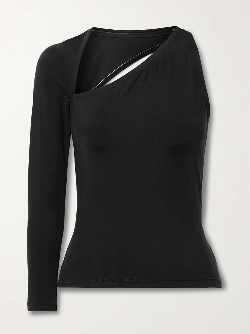 Balenciaga One-sleeve Cutout Stretch-jersey Top