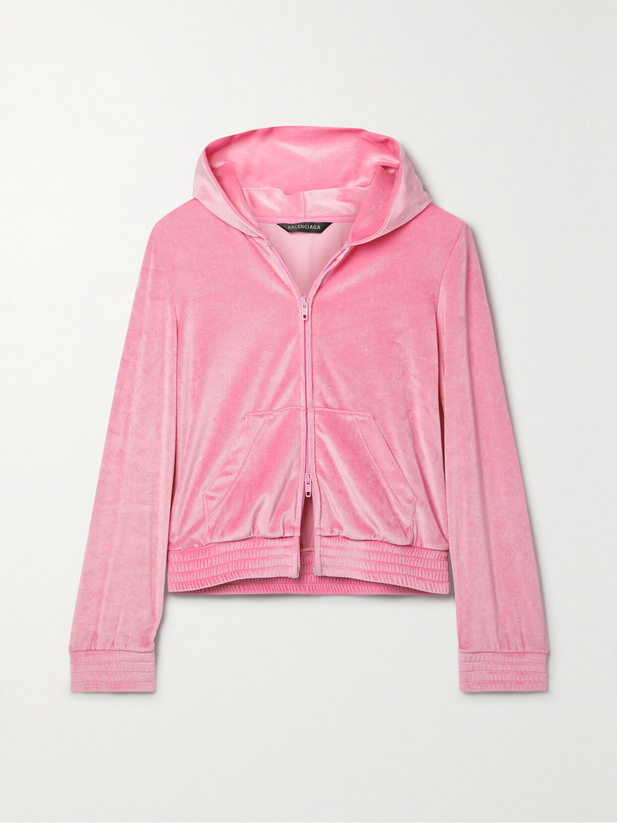 Shop Balenciaga Crystal-embellished Velvet Hoodie In Pink