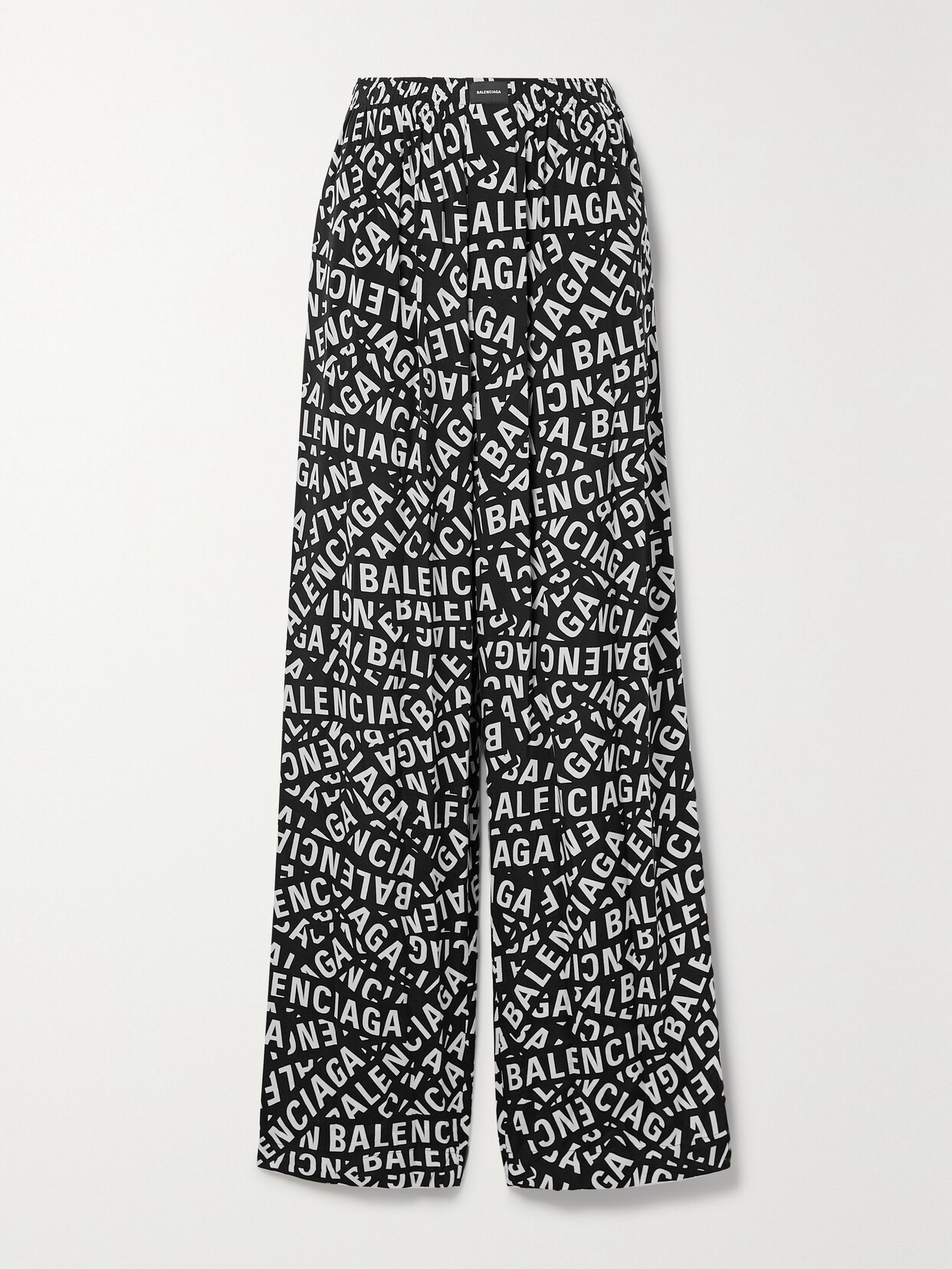 Shop Balenciaga Printed Poplin Pajama Pants In Black