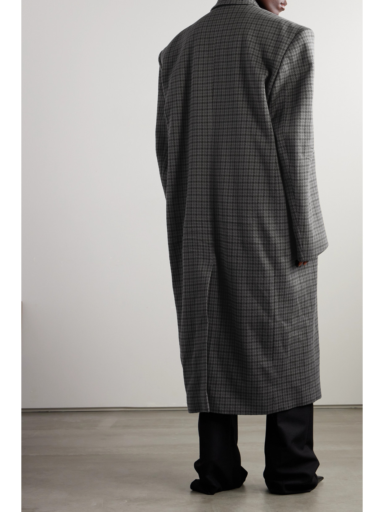 Oversized Houndstooth Cotton-Blend Coat