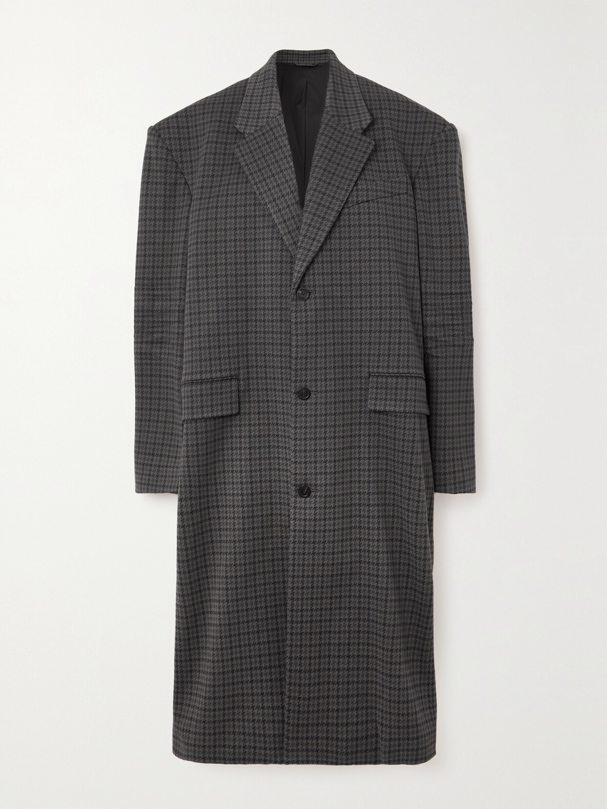 Balenciaga Oversized Houndstooth Cotton-blend Coat In Gray