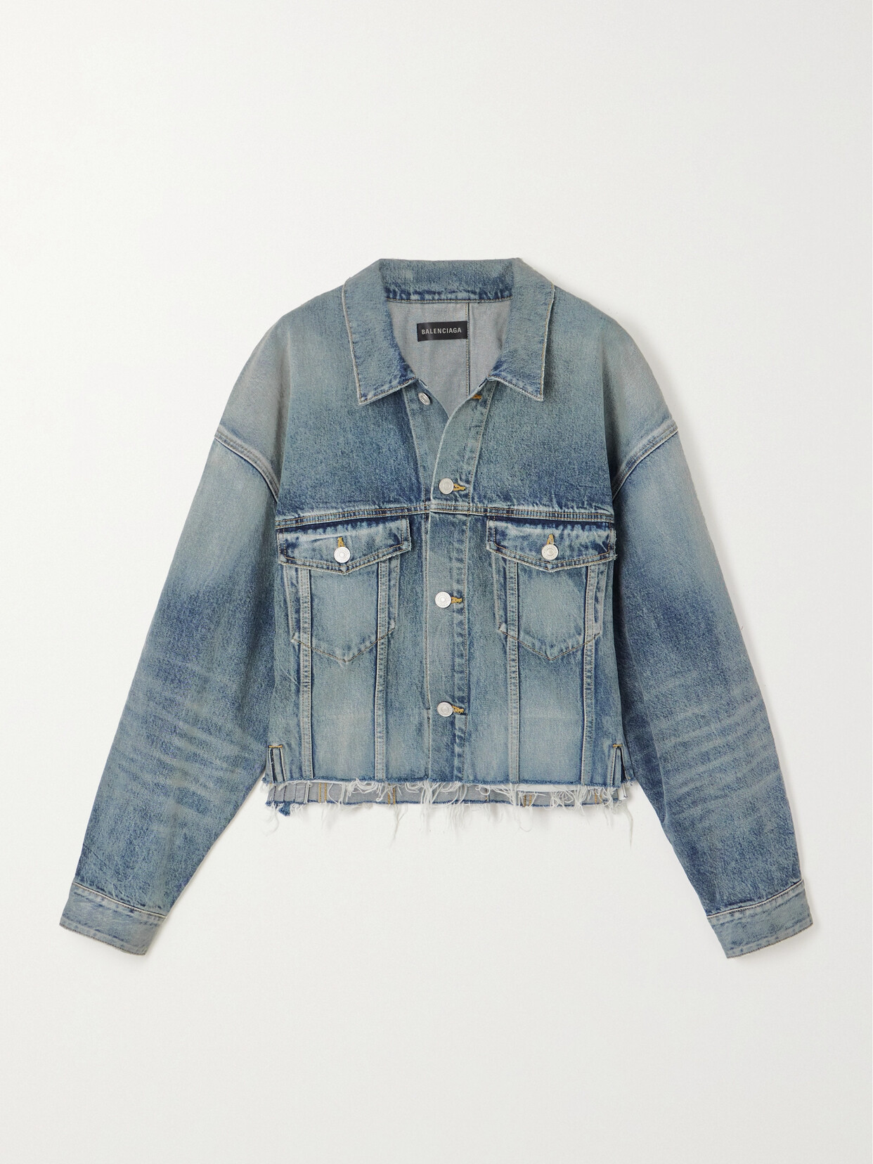 Balenciaga - Distressed Denim Jacket - Blue