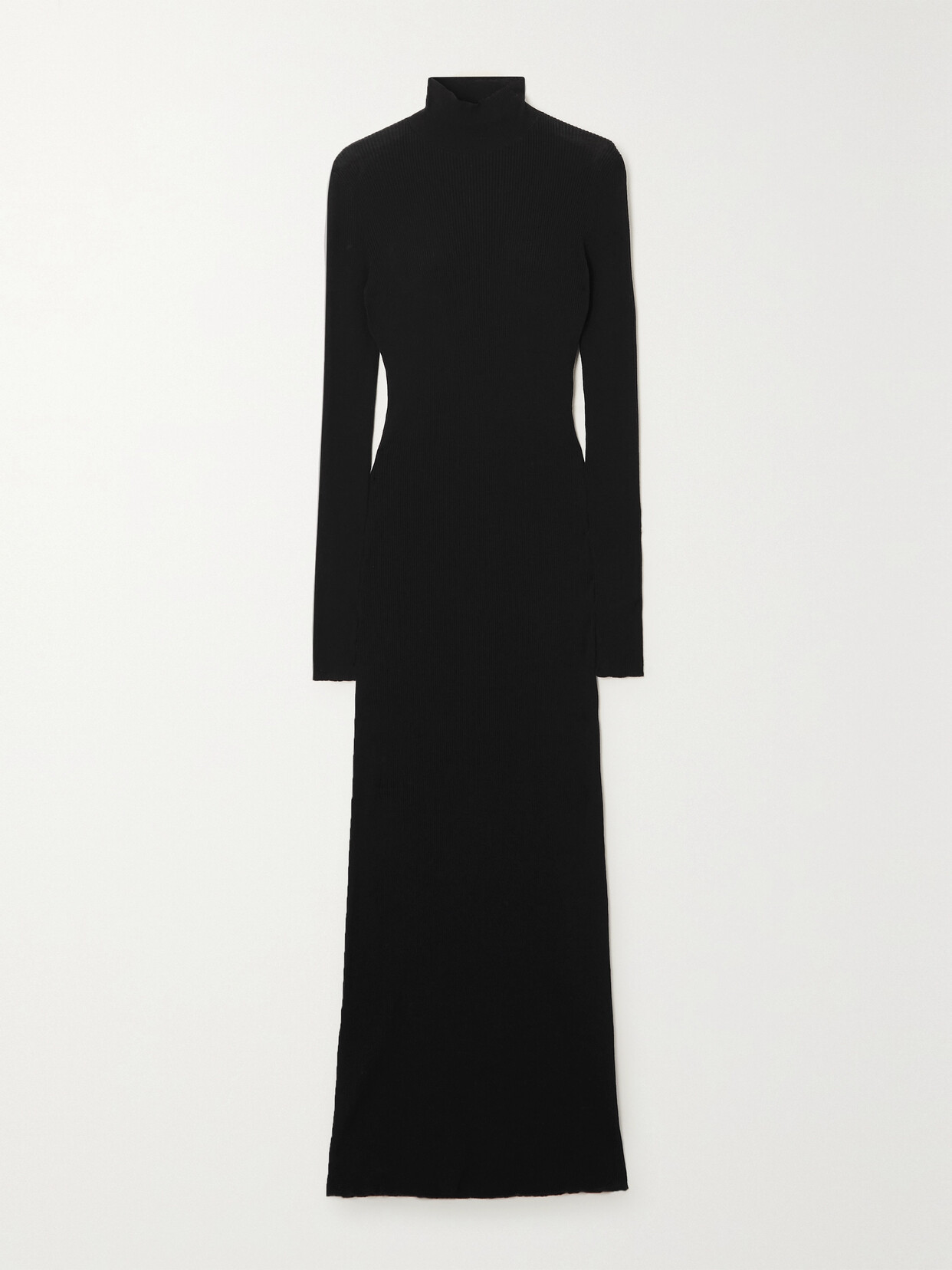 Balenciaga Ribbed Cotton-jersey Turtleneck Maxi Dress - Black
