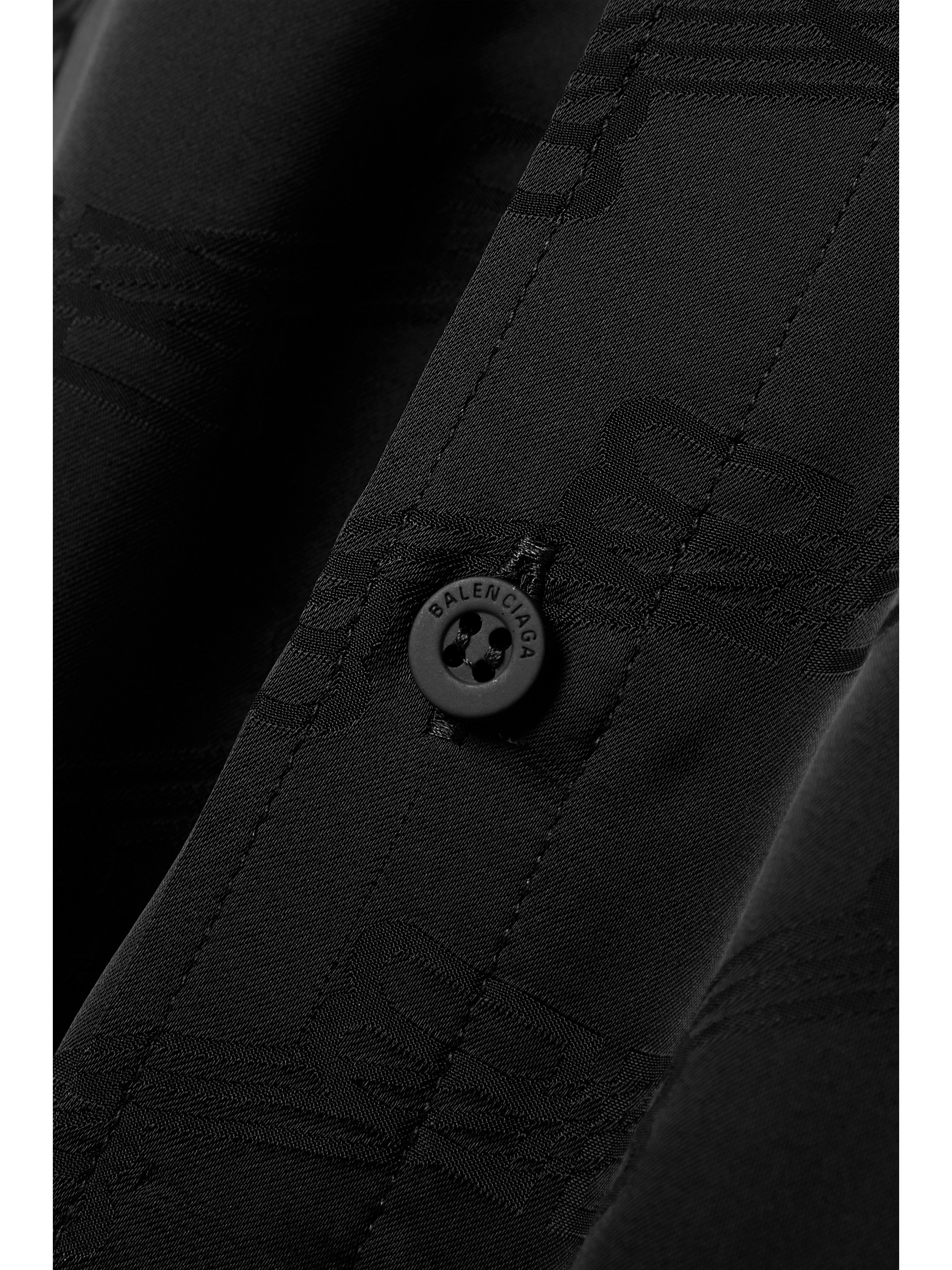 Balenciaga Oversized frayed twill-jacquard midi shirt dress