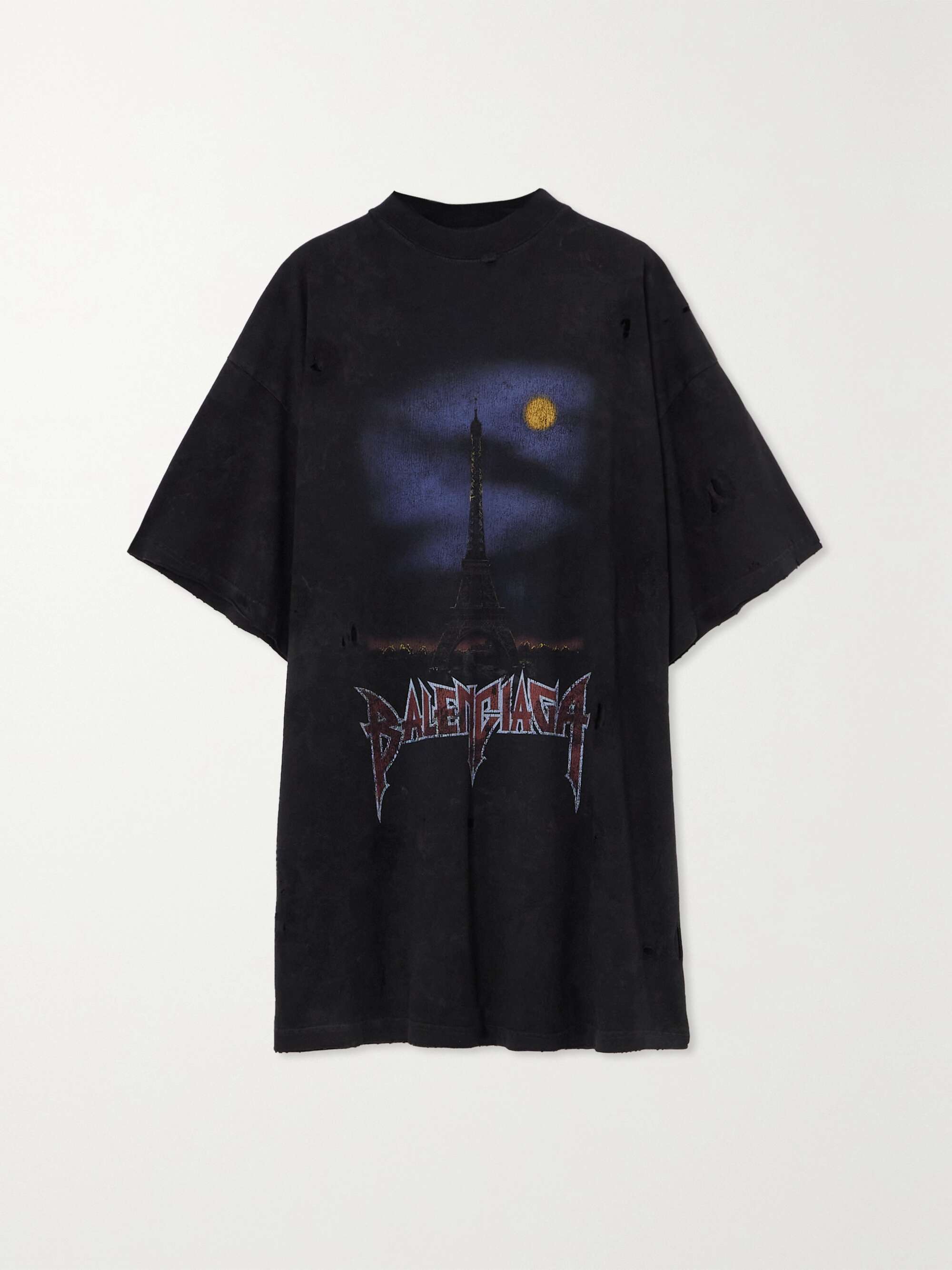 BALENCIAGA Oversized distressed printed cotton-jersey T-shirt | NET-A ...