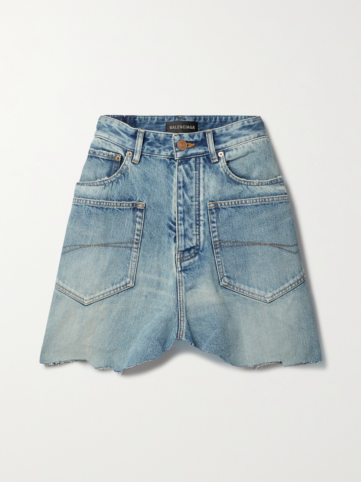 Balenciaga - Distressed Denim Mini Skirt - Blue