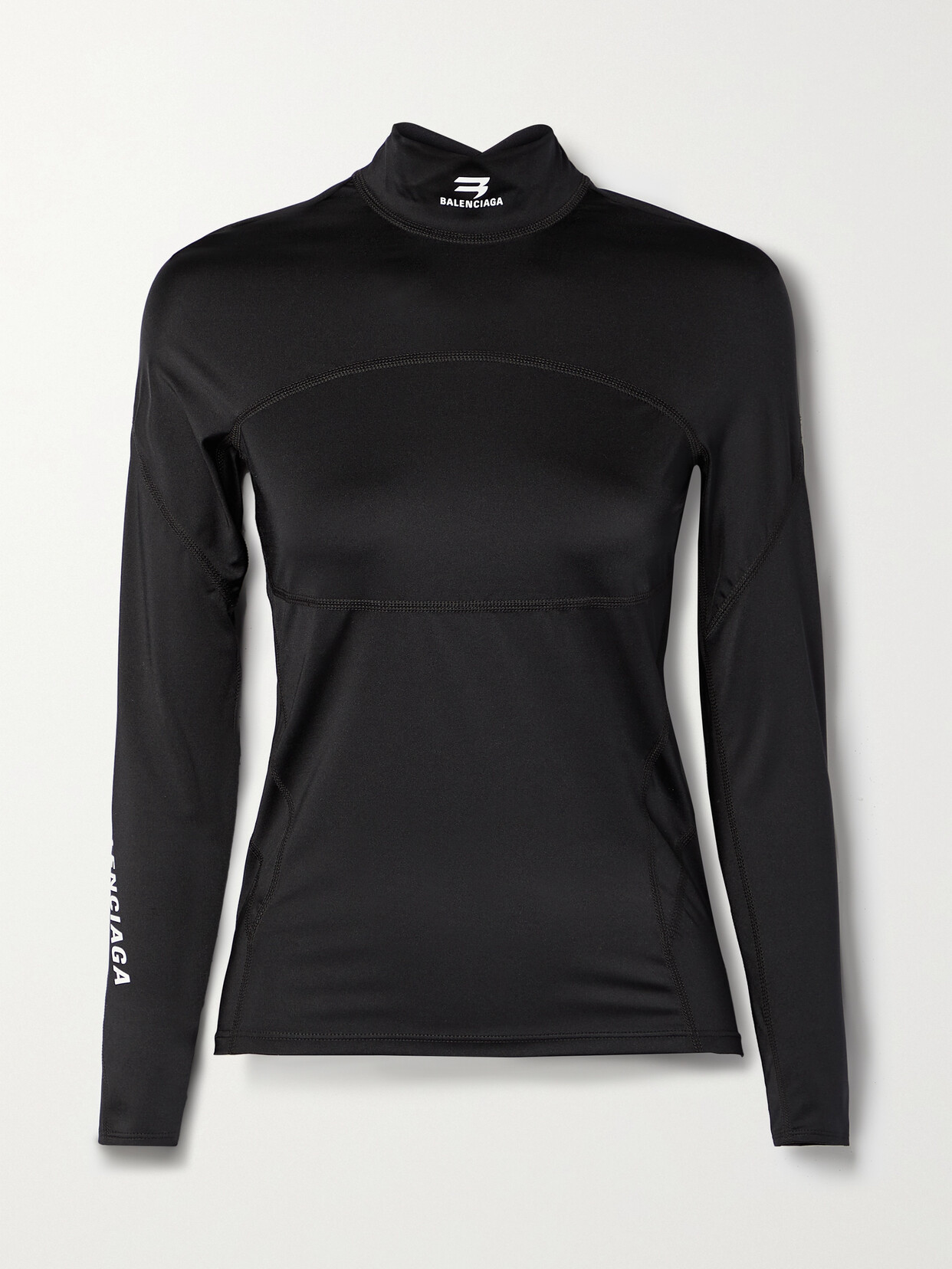 Balenciaga - Printed Satin-jersey Top - Black