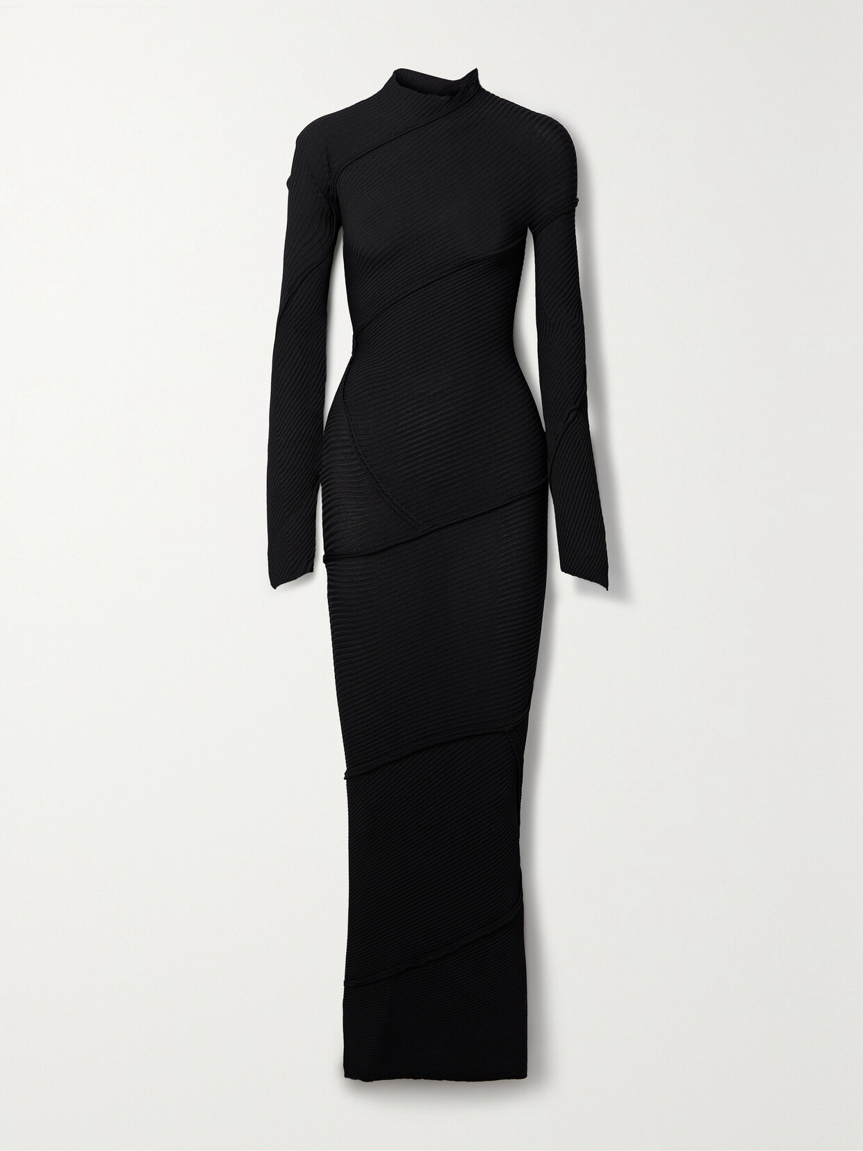 Balenciaga - Paneled Ribbed-knit Maxi Dress - Black