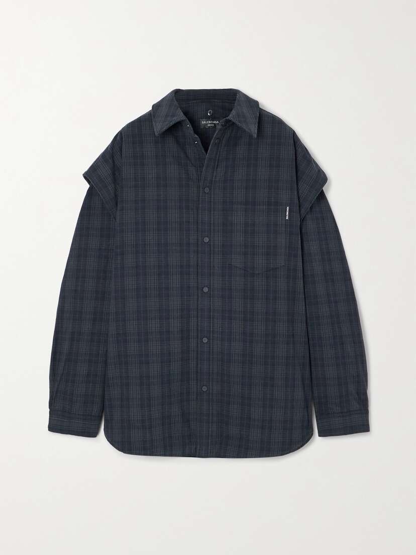 Balenciaga Convertible Oversized Padded Checked Cotton-flannel Shirt