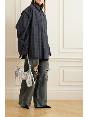 Balenciaga Convertible oversized padded checked cotton-flannel shirt