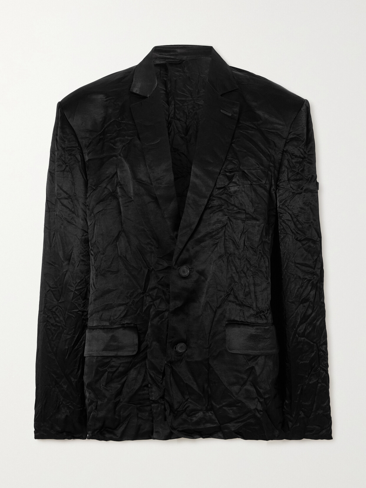 Balenciaga - Appliquéd Crinkled Satin Blazer - Black