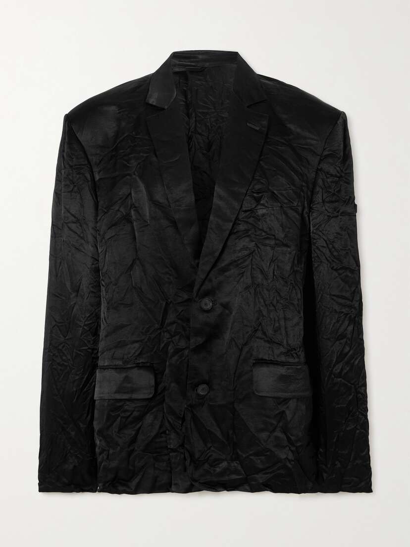 Balenciaga Appliquéd Crinkled Satin Blazer