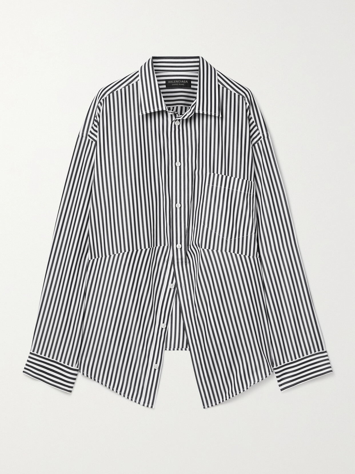 Balenciaga Swing Oversized Striped Cotton-blend Poplin Shirt - Black