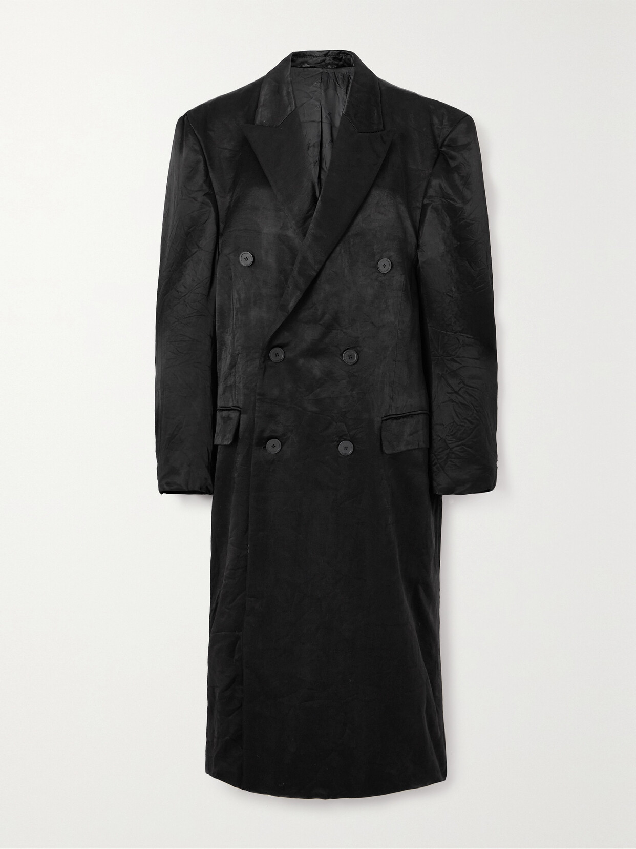 Balenciaga - Crinkled-satin Coat - Black