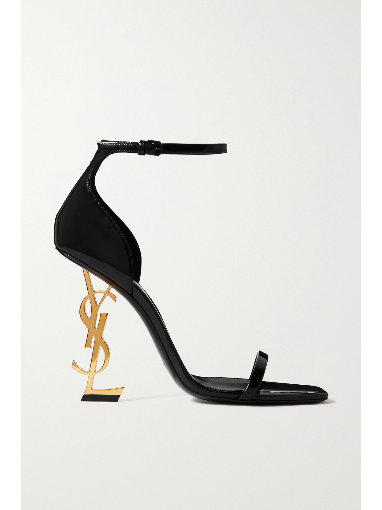 Saint Laurent Opyum Embellished Patent-leather Sandals In Black