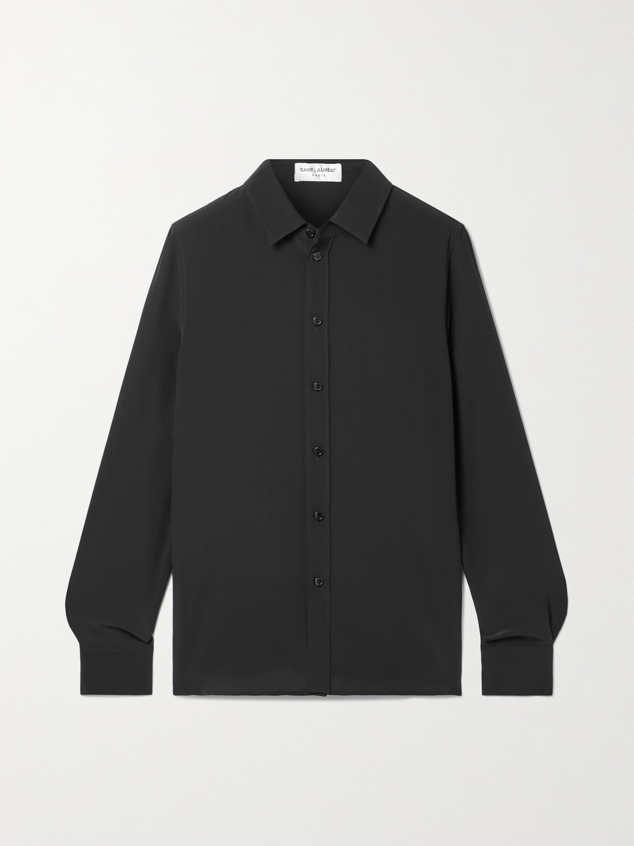 Saint Laurent Silk Crepe De Chine Shirt In Black