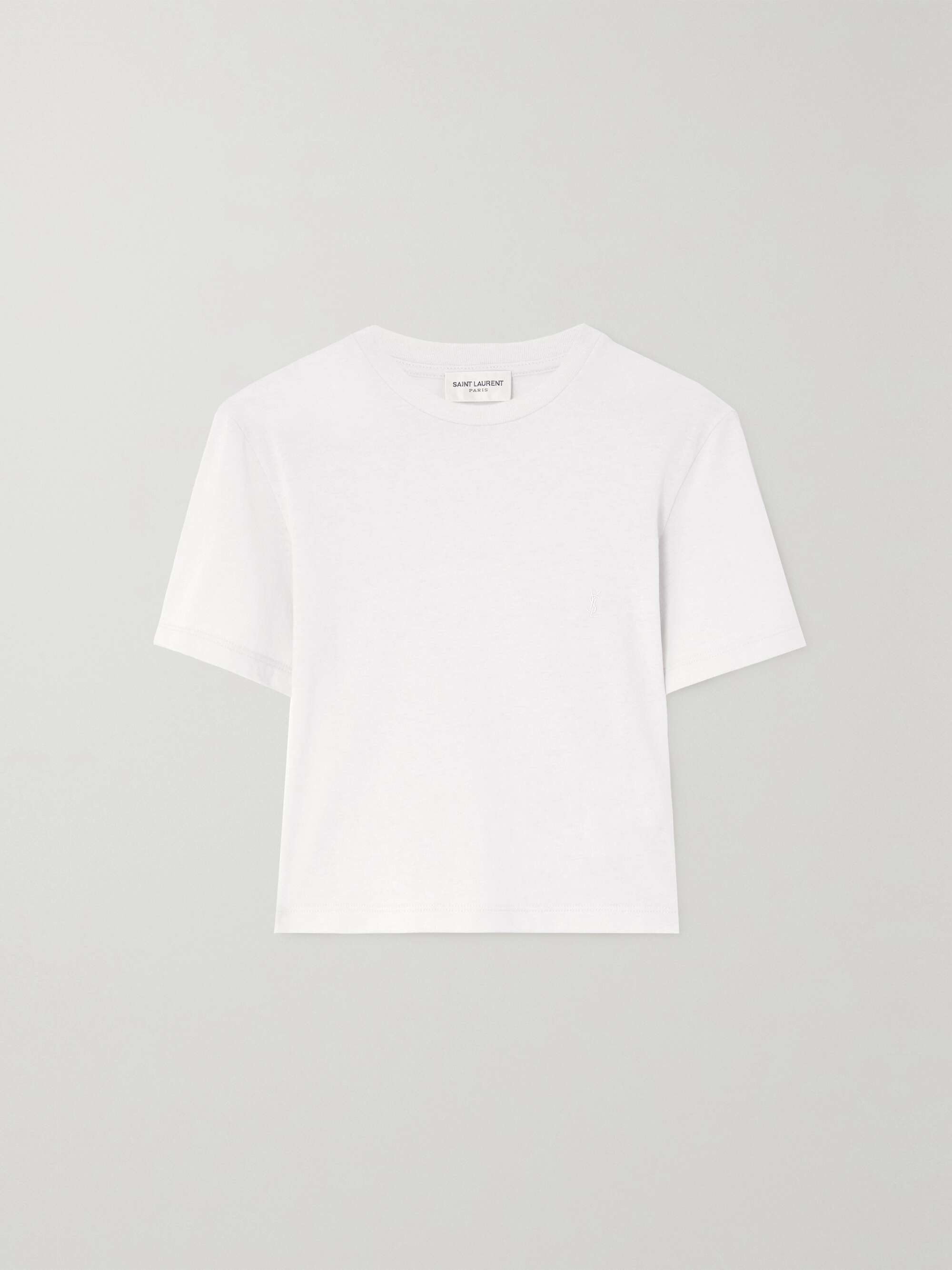 SAINT LAURENT Cropped embroidered cotton jersey T shirt NET A PORTER