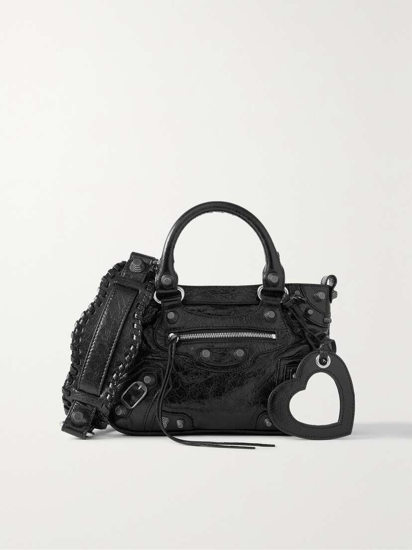 Balenciaga Neo Cagole S Studded Crinkled-leather Tote
