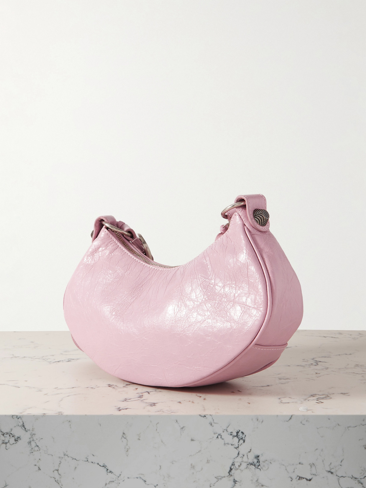Le Cagole XS Studded Crinkled-Leather Shoulder Bag