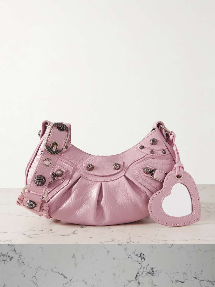 Balenciaga Le Cagole Xs Studded Crinkled-leather Shoulder Bag