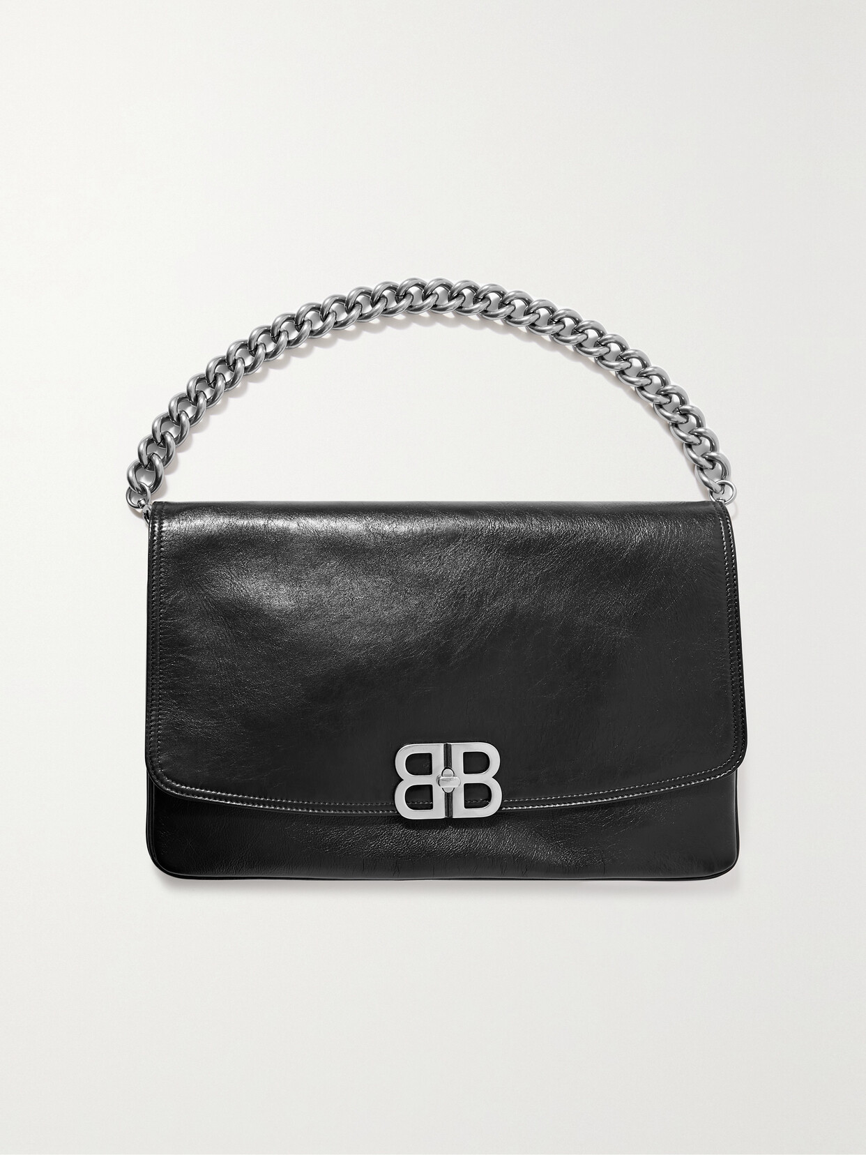 Balenciaga - Bb Embellished Leather Shoulder Bag - Black