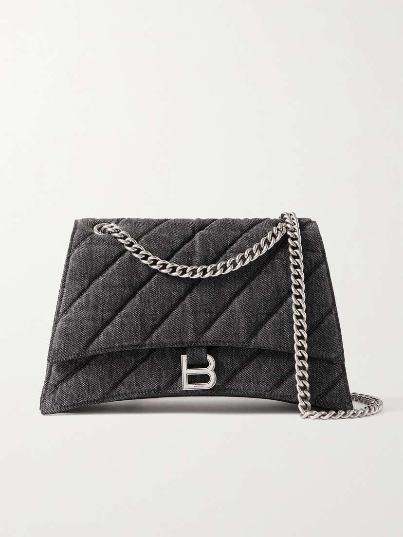 Balenciaga Crush Quilted Denim Shoulder Bag