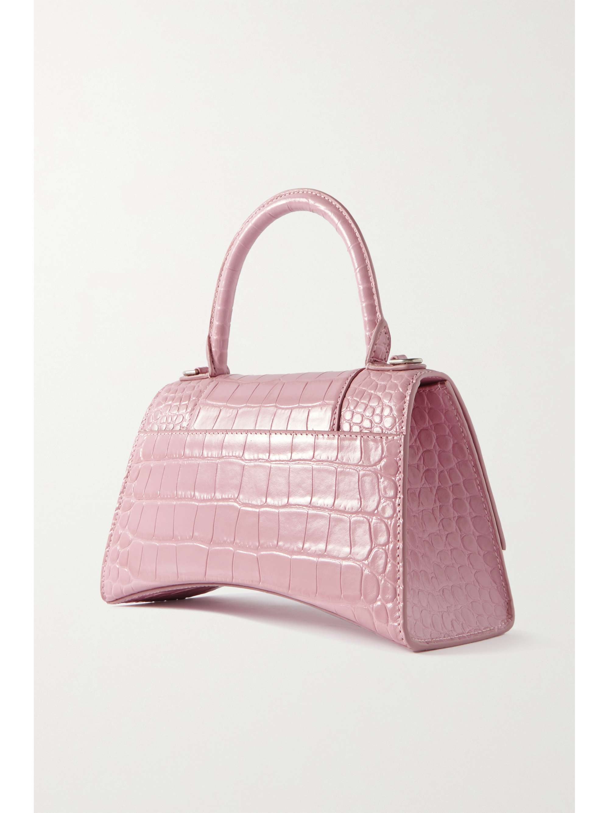 BALENCIAGA Hourglass small croc-effect leather tote