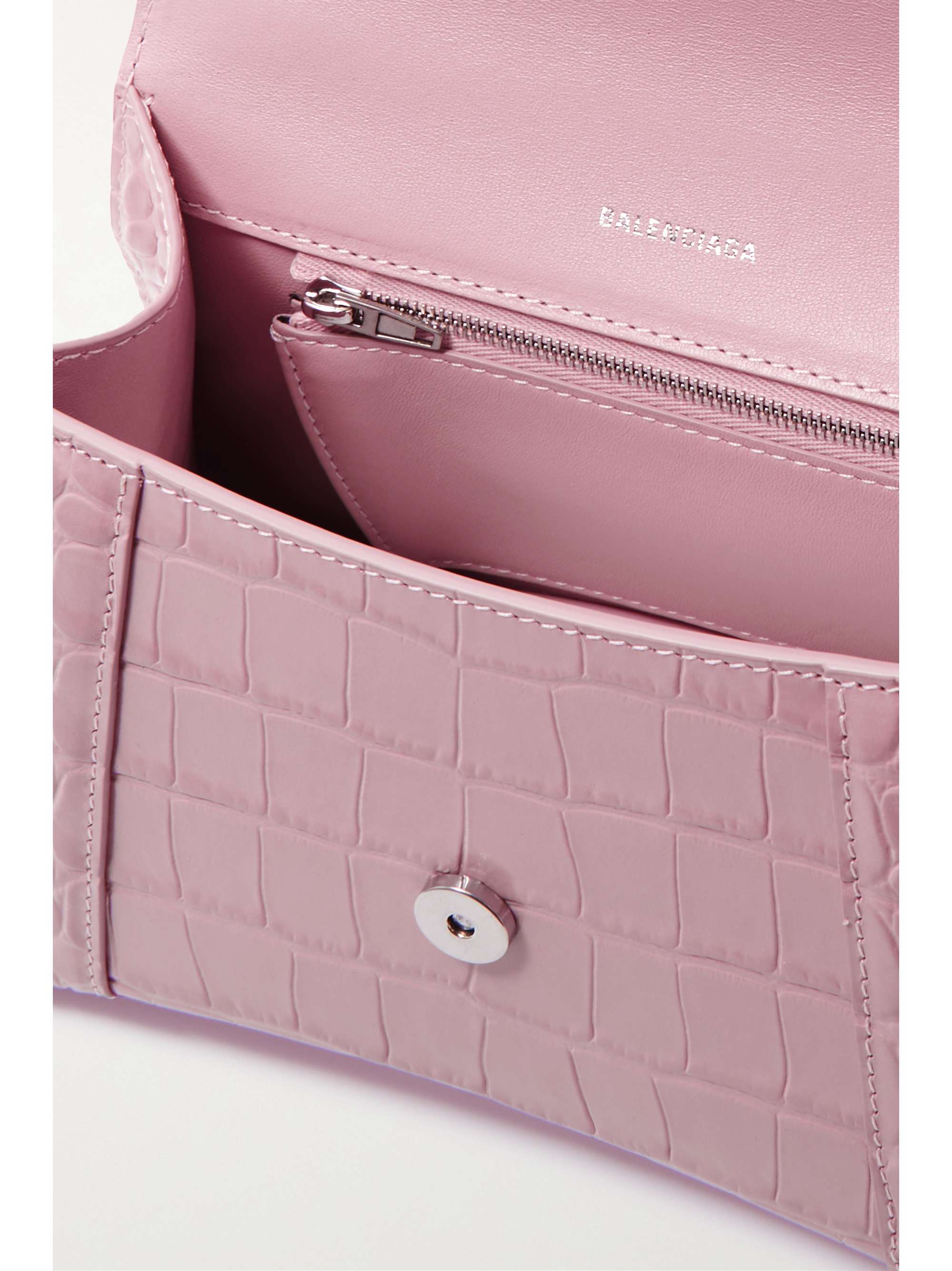 BALENCIAGA Hourglass small croc-effect leather tote
