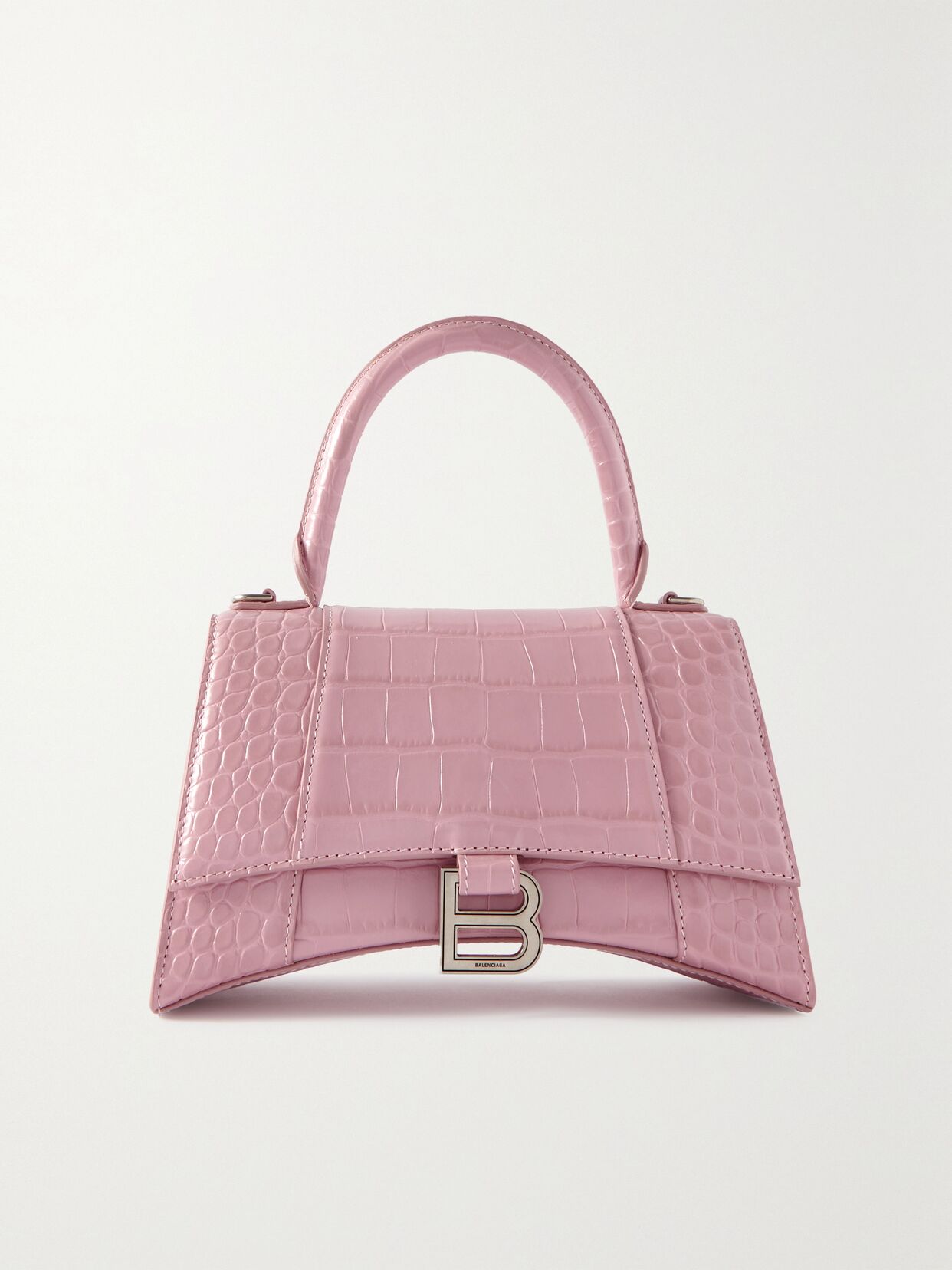 Hourglass small croc-effect leather tote