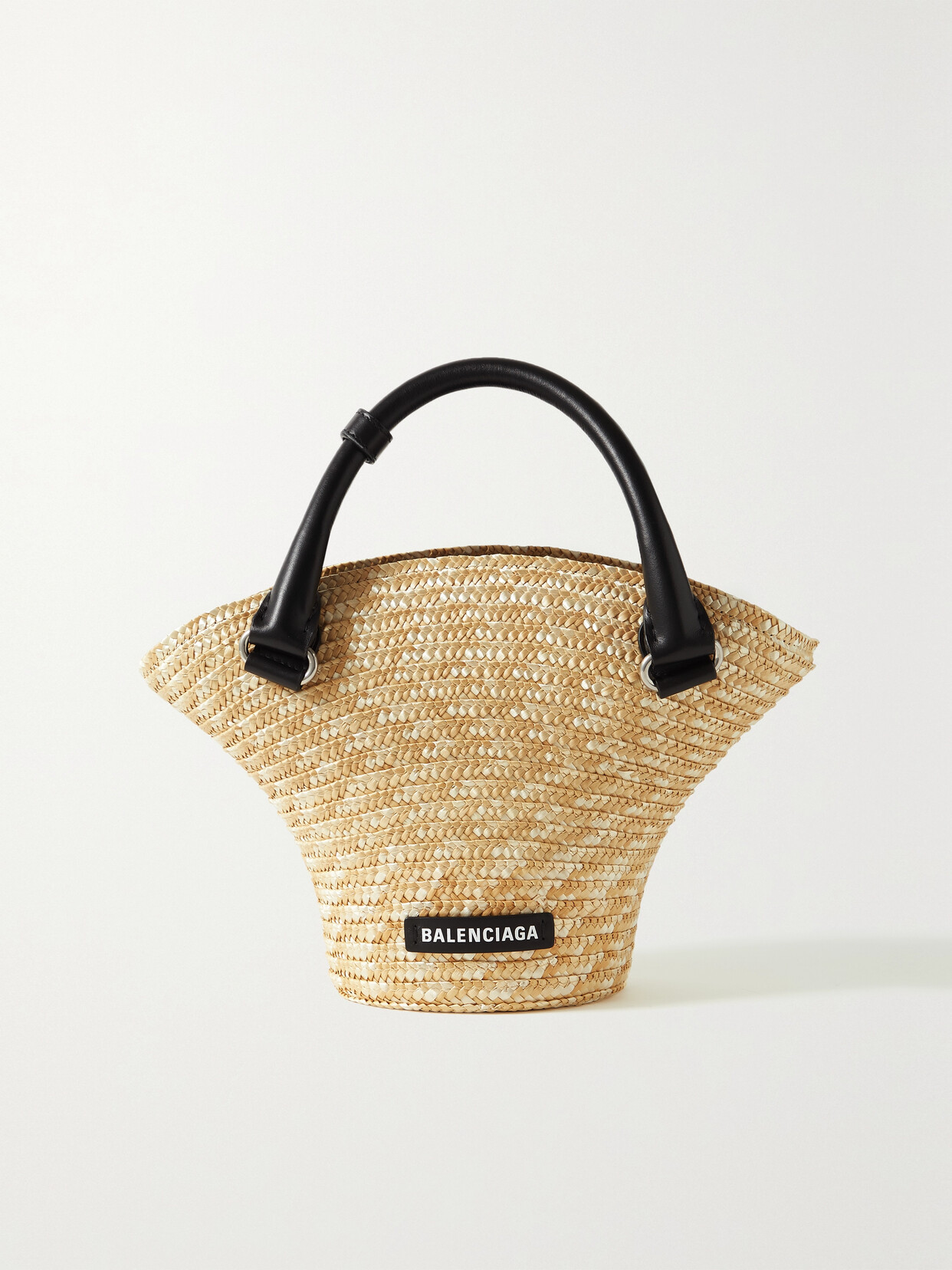 Balenciaga - Mini Leather-trimmed Straw Tote - Cream