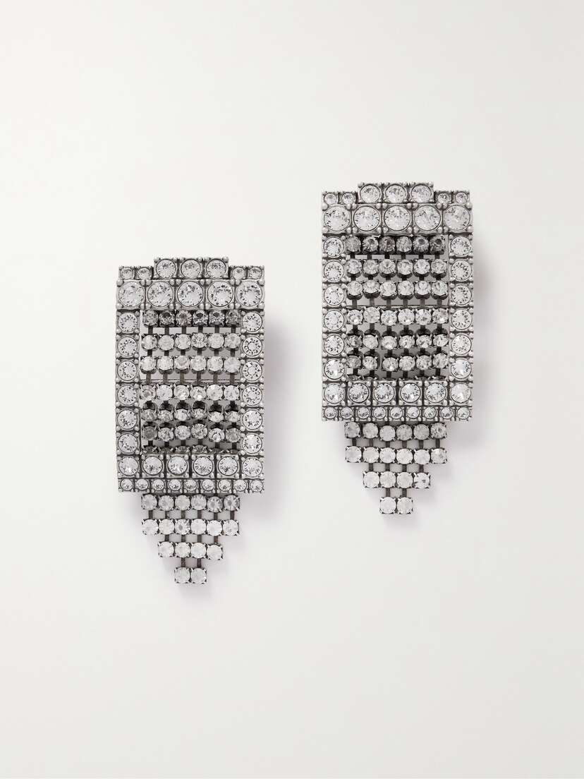 Balenciaga Club Crystal-embellished Silver-tone Earrings