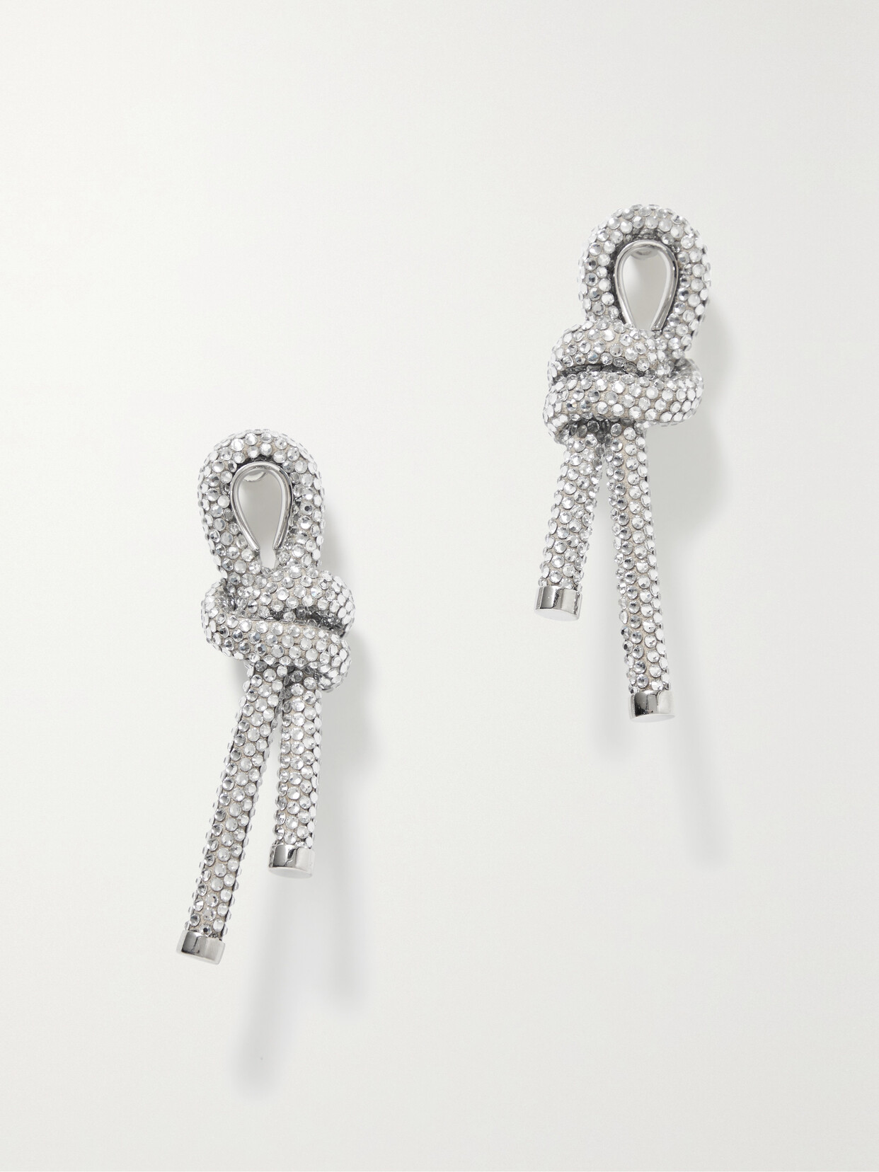 Balenciaga - Silver-tone Crystal And Cotton Earrings - One size