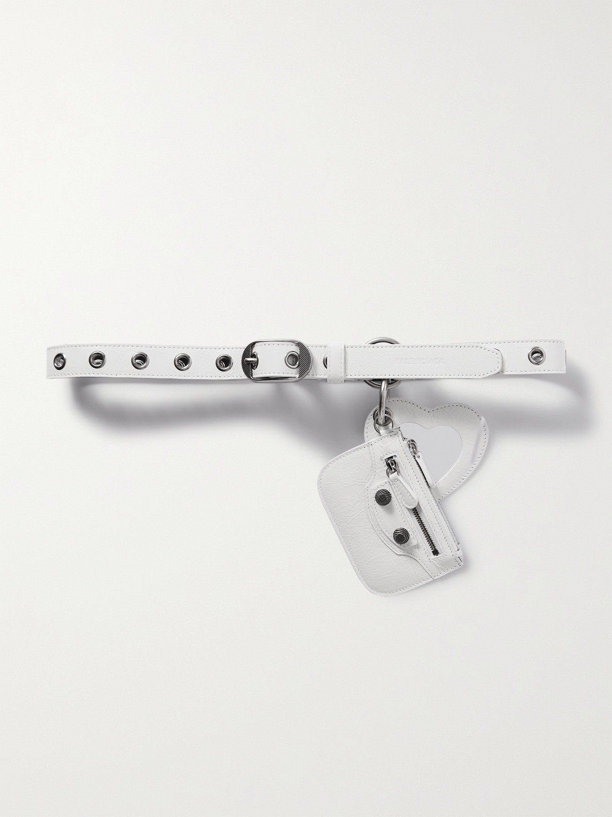 Balenciaga Le Cagole Embellished Crinkled-leather Waist Belt In White