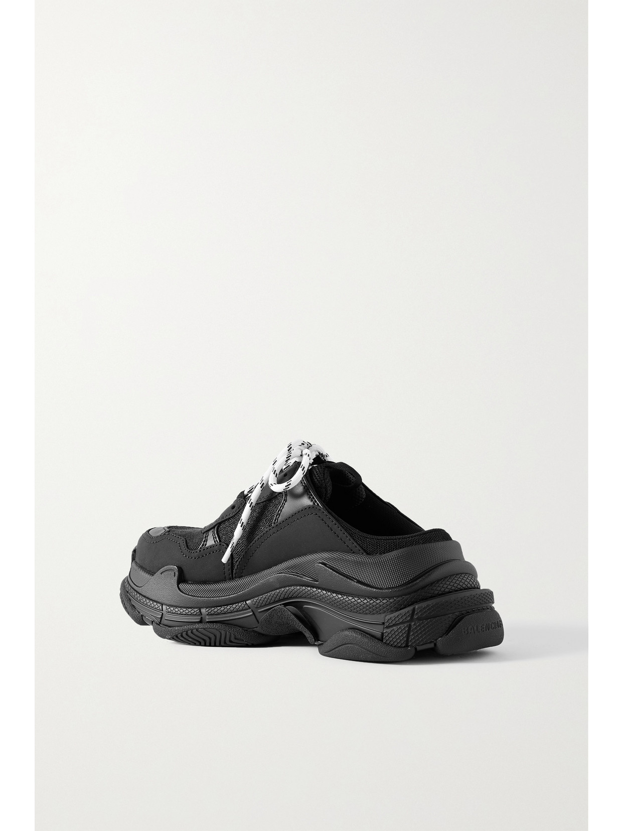 Balenciaga Triple S Embroidered Faux Nubuck And Mesh Slip-on Sneakers In Black