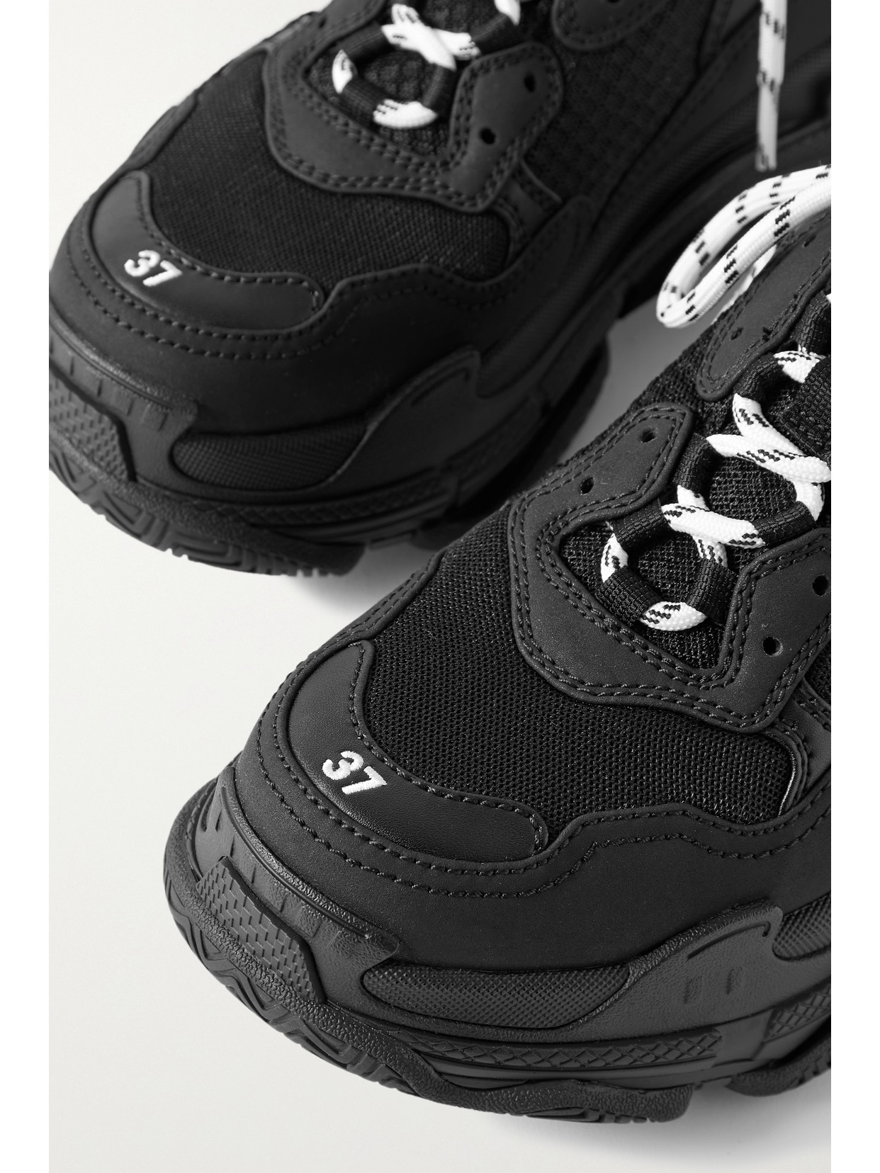 Balenciaga Triple S Embroidered Faux Nubuck And Mesh Slip-on Sneakers In Black