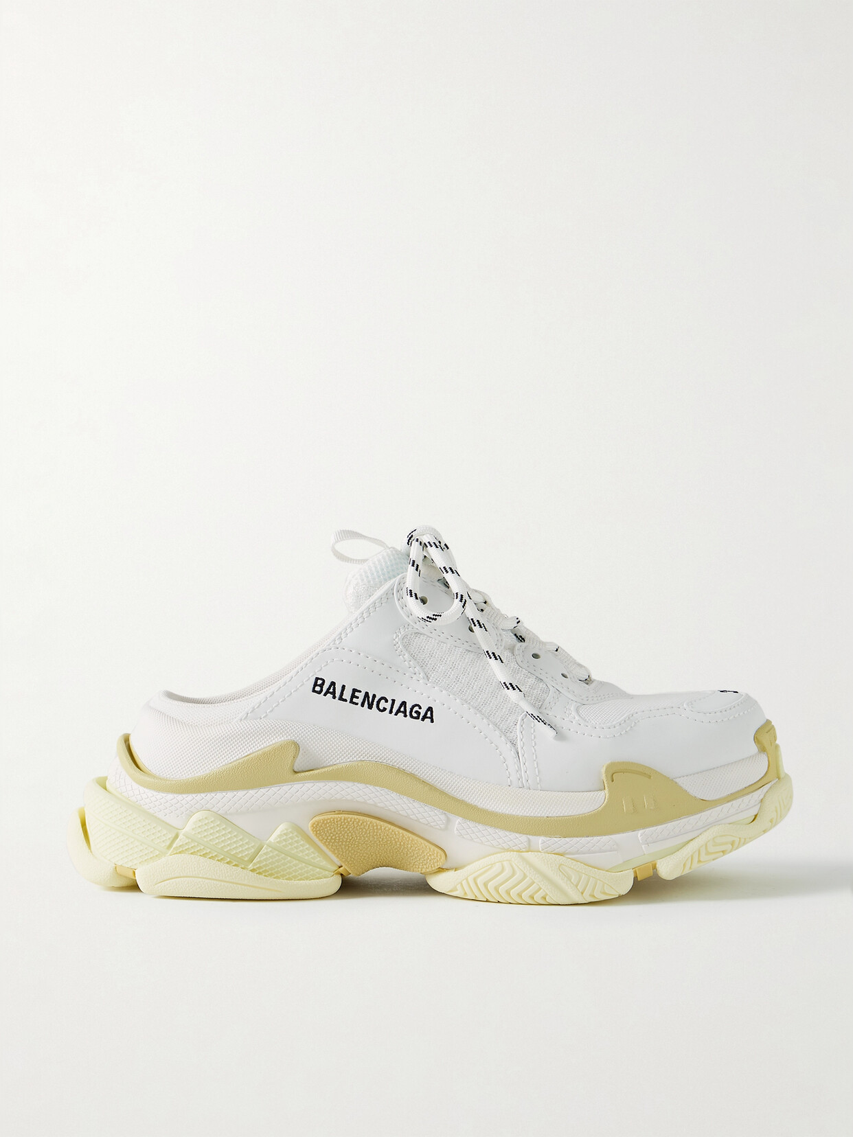 Shop Balenciaga Triple S Logo-embroidered Faux Leather And Mesh Slip-on Sneakers In White