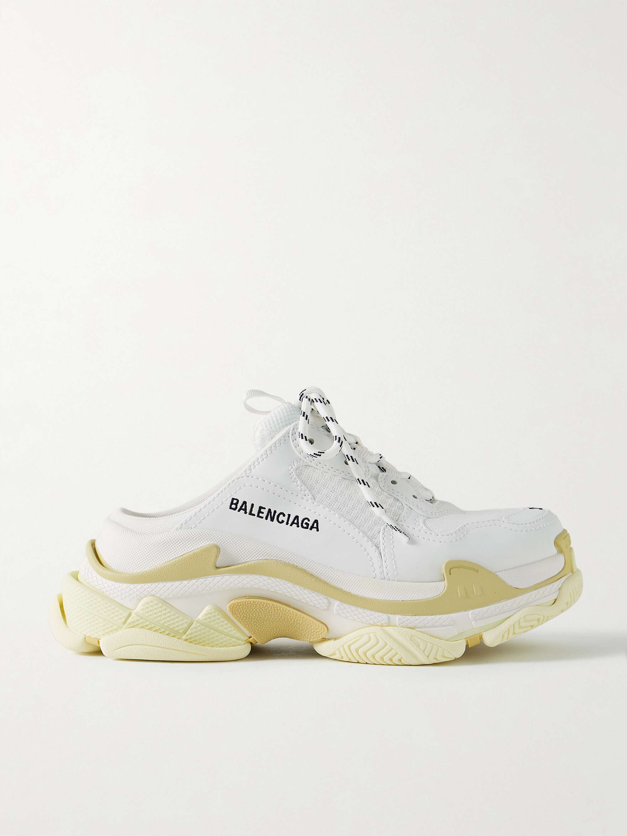 chant Søgemaskine optimering bemærkning BALENCIAGA Triple S logo-embroidered faux leather and mesh slip-on sneakers  | NET-A-PORTER