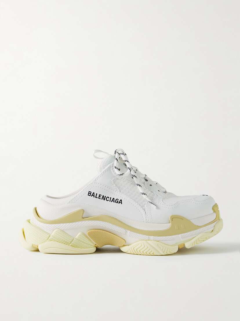 Balenciaga Triple S Logo-embroidered Faux Leather And Mesh Slip-on Sneakers