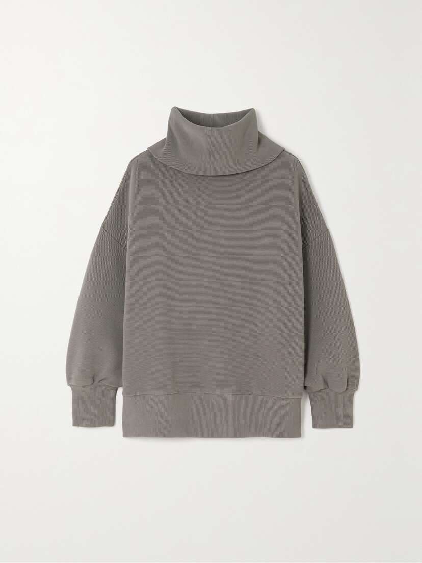 Varley Milton Oversized Ribbed Cotton-blend Jersey Turtleneck Sweatshirt