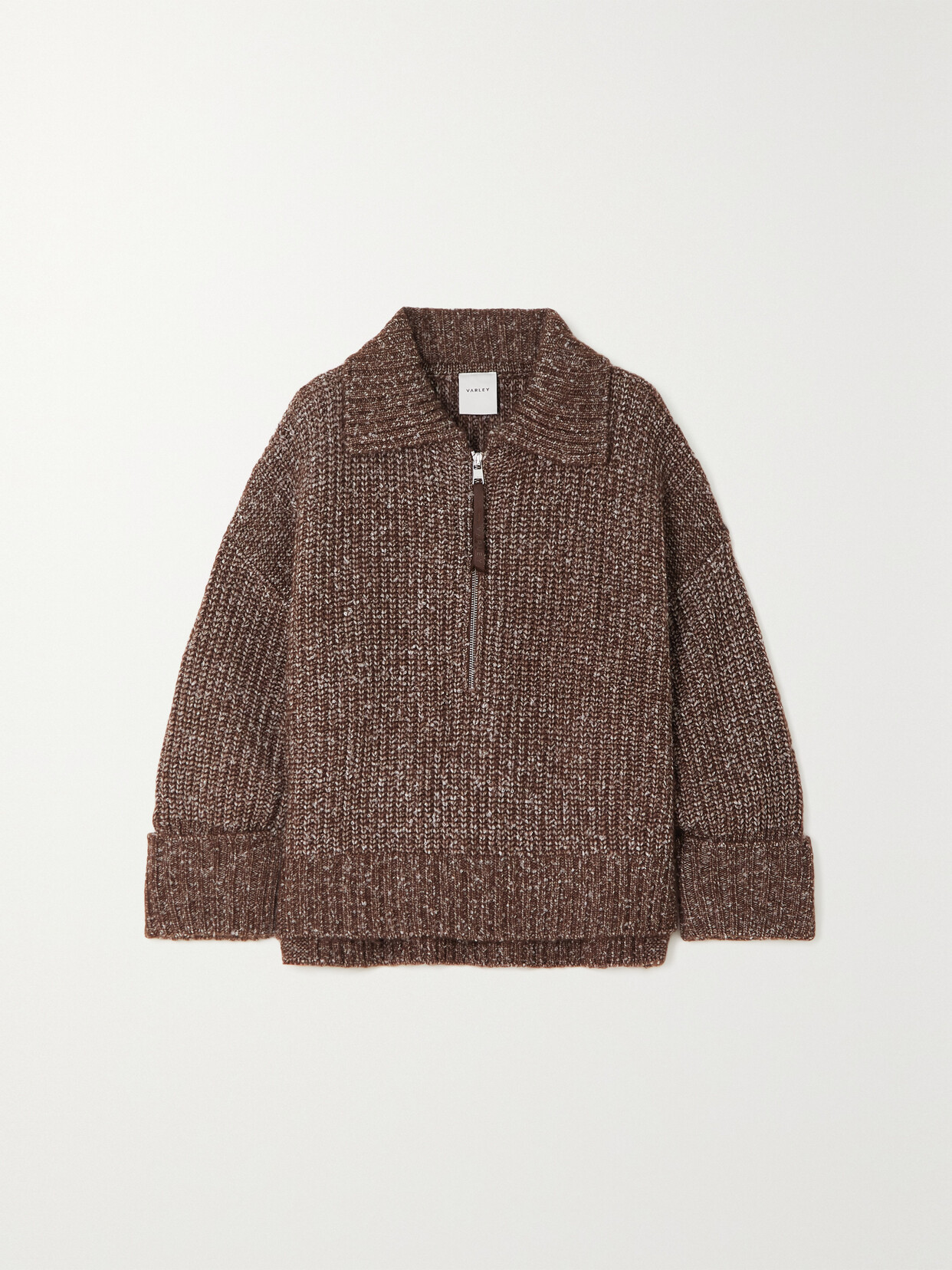 Varley Amelia Ribbed-knit Sweater In Brown