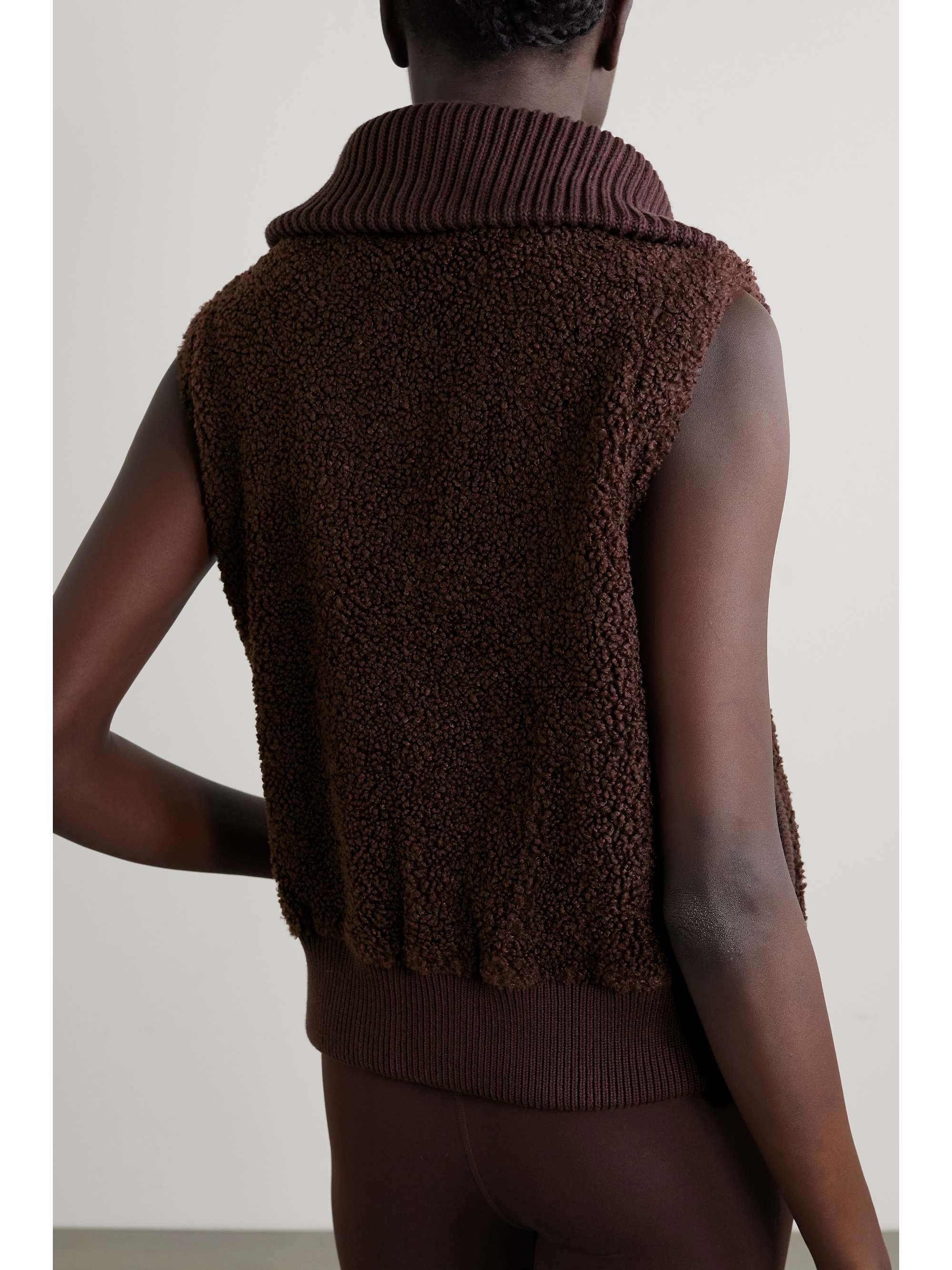 VARLEY Aspen ribbed-knit trimmed faux fur vest