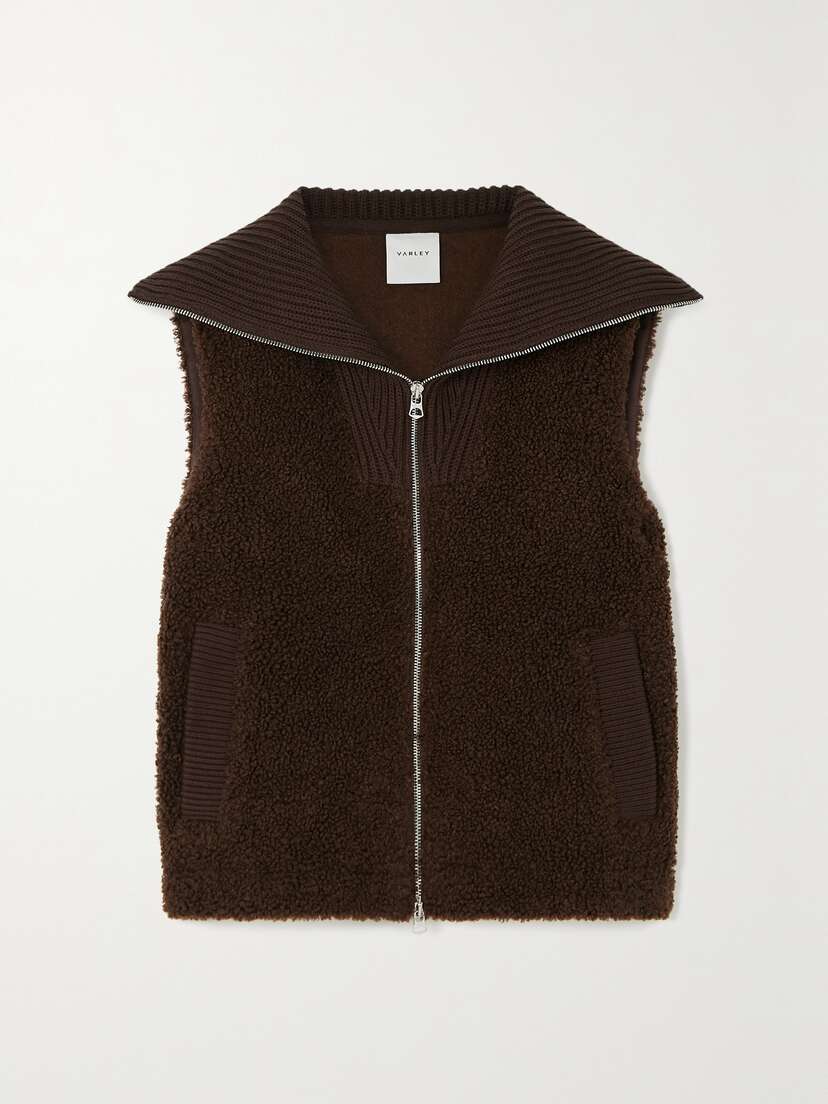 Varley Aspen Ribbed Knit-trimmed Faux Shearling Vest