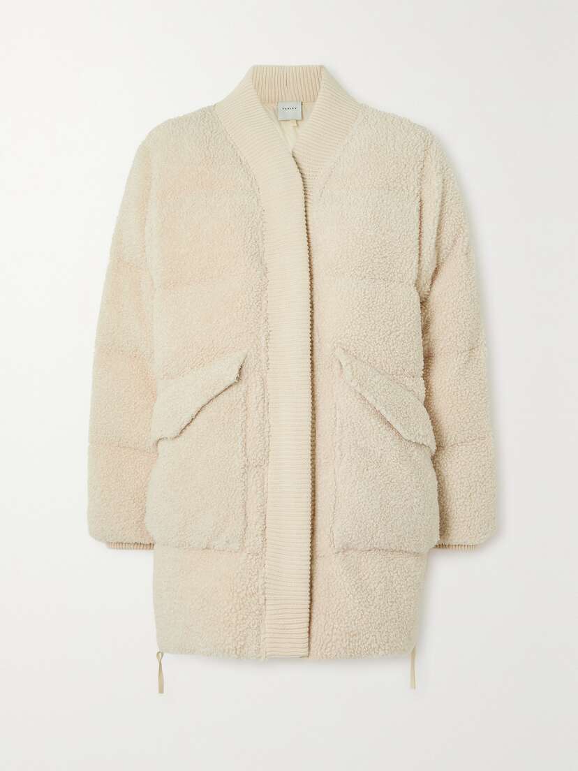 Varley Wynn Ribbed Knit-trimmed Quilted Faux Shearling Coat
