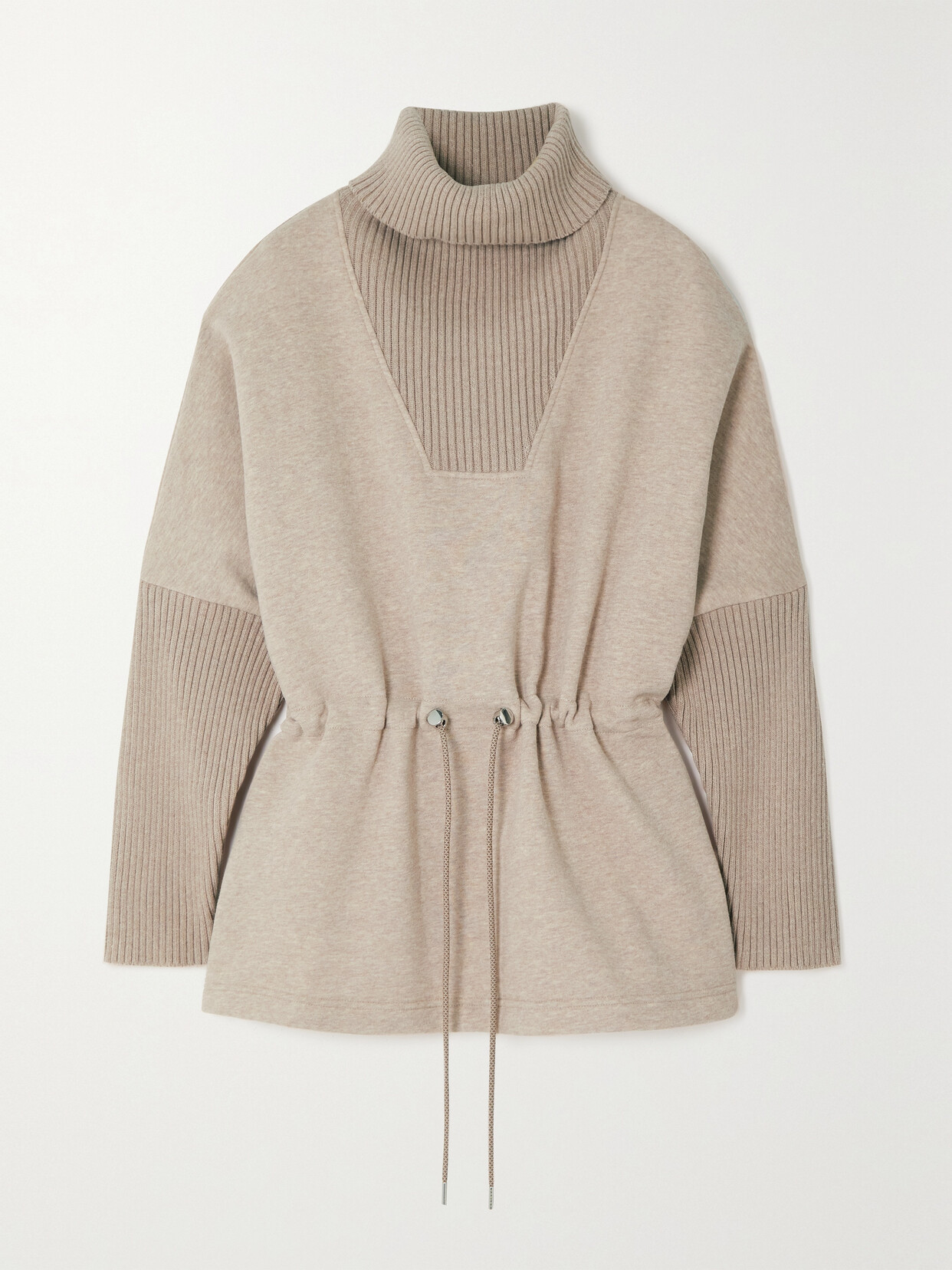 Varley - Cavello Cotton-blend Jersey And Ribbed-knit Turtleneck Sweater - Brown