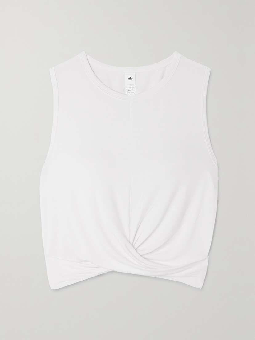 Alo Yoga Cover Cropped Wrap-effect Stretch-jersey Top